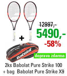 2ks Babolat Pure Strike 100 + Babolat Pure Strike Racket Holder X9