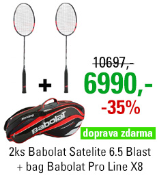 2ks Babolat Satelite 6.5 Blast + Babolat Badminton Pro Line Racket Holder X8