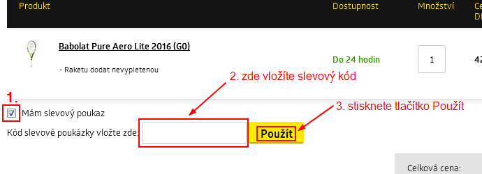 Ukázka jak vložit slevový voucher