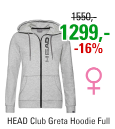 HEAD Club Greta Hoodie Full Zip Women Grey Melange/Black